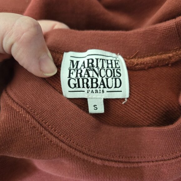 Marithé François Girbaud Women's Burgundy Cropped Crewneck Sweater - Picture 5 of 7